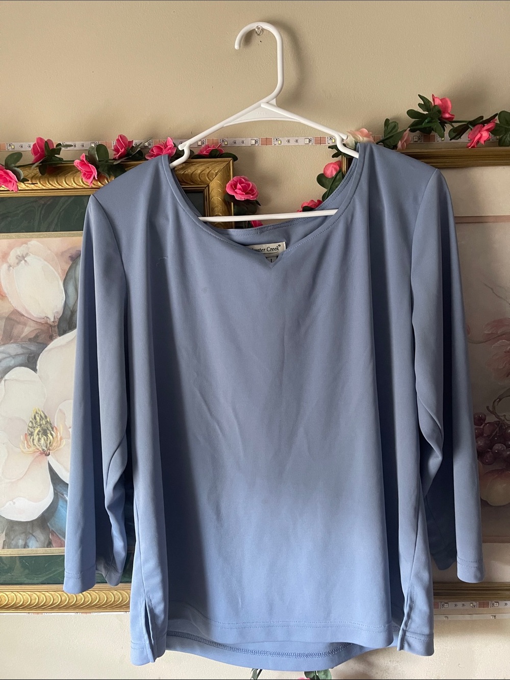Light Blue Women’s Long Sleeve V-Neck Top by